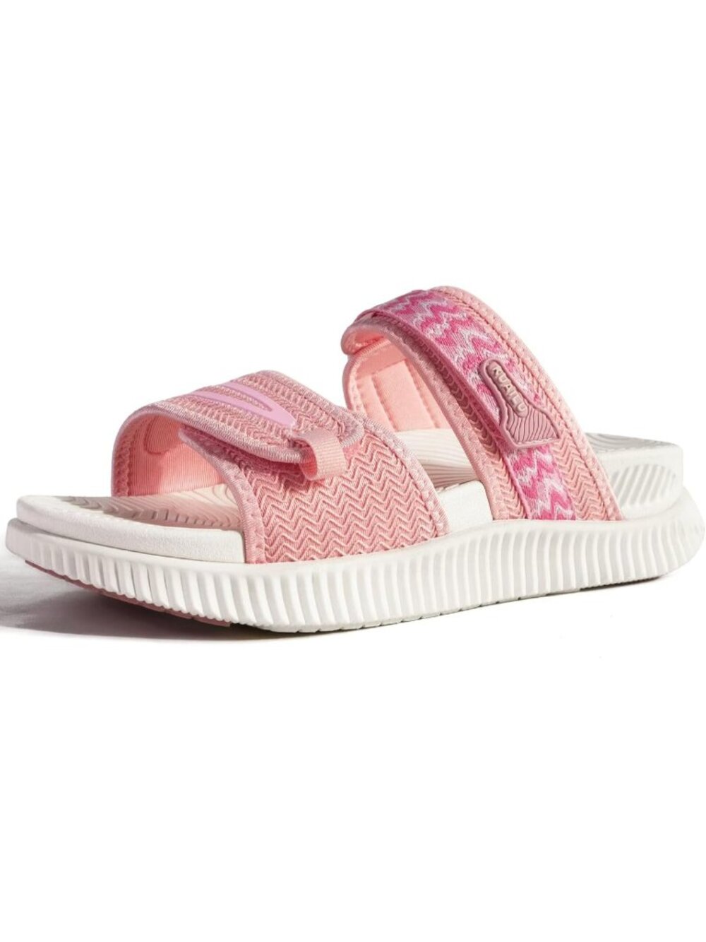 Women's Pink White Athletic Thick Recovery Adjustable Strap Walking Sandals